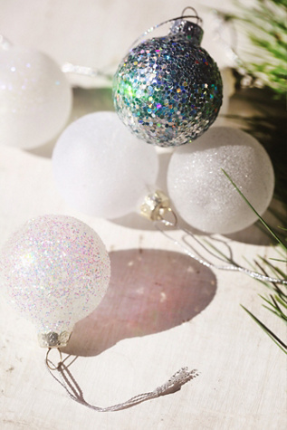 Glittered glass ornaments